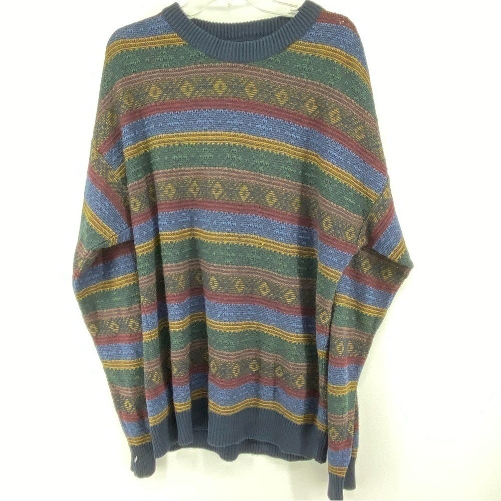 Vintage Jantzen Sz XL Stripe Grandpa Knit Sweater